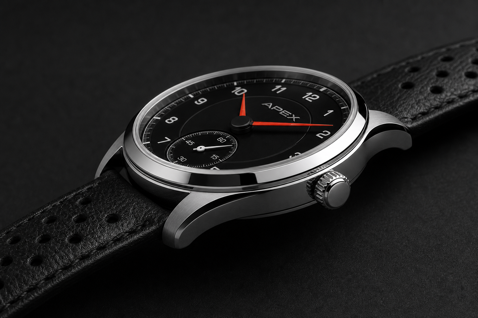Polished profile of the Apex Grand Touring Sport watch